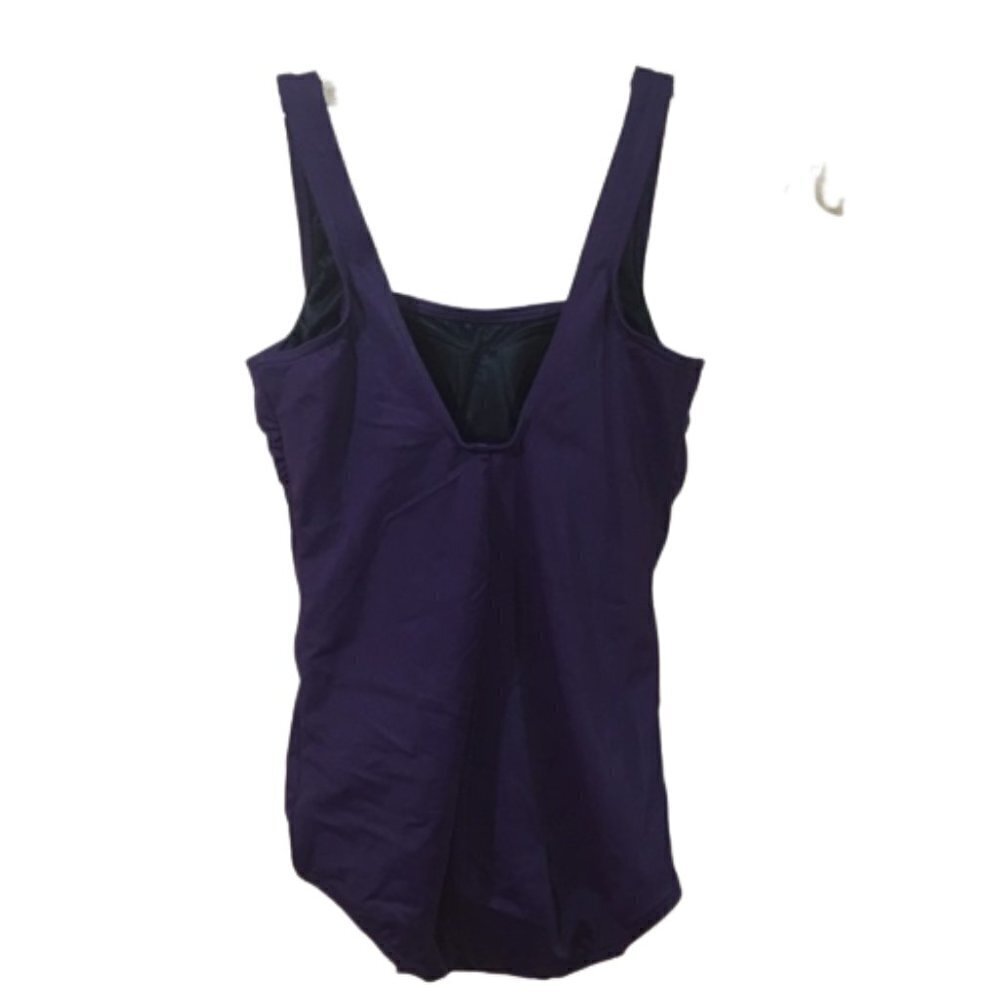 Lands End modest One Piece Swimsuit Purple Plum 6 - Picture 3 of 8